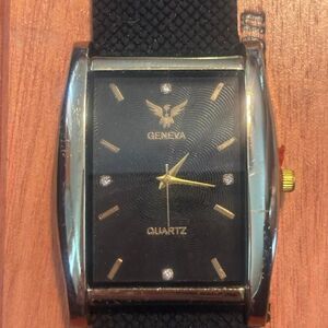 Geneva Women's Black and Silver Watch